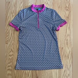 PGA Tour Women’s Mock Neck Geometric Top Hot Pink Accents Small